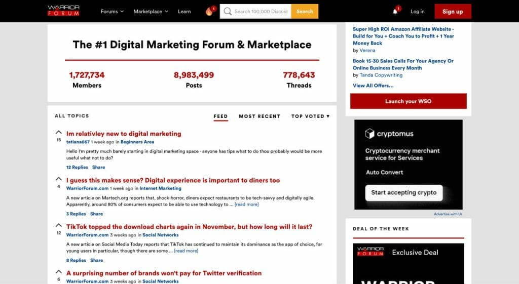 Warrior Forum is one of the best SEO forums in the world.